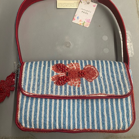 Handbags - Striped Blue and Red Lobster Handbag